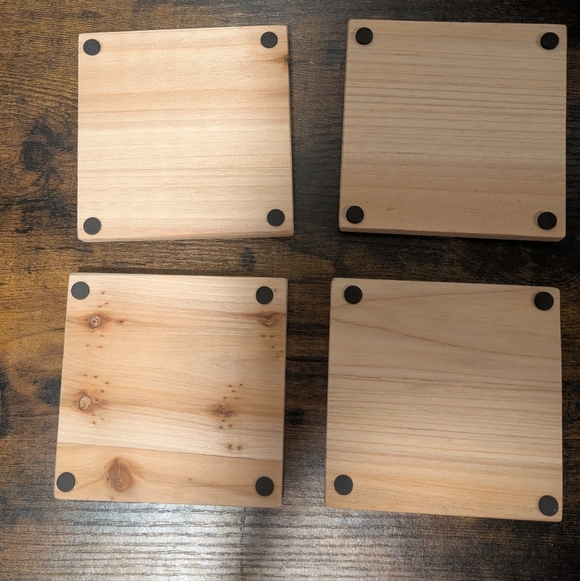 "Four Seasons Tree" Rustic Tree Art on 4.5" Square Wooden Coasters - Picture 7 of 8